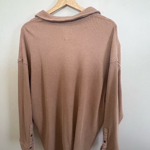 aerie Waffle-Knit Button Down Top - Picture 3 of 4